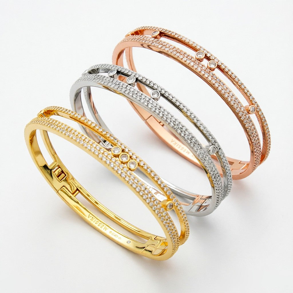 [Azure Tears]MOVE ROMANE PAVÉ DIAMOND BANGLE BRACELET
