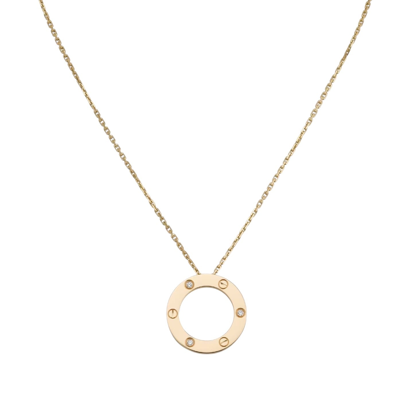 [Azure Tears]LOVE LARGE CIRCULAR PENDANT 3-DIAMOND NECKLACE