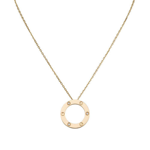 [Azure Tears]LOVE LARGE CIRCULAR PENDANT 3-DIAMOND NECKLACE