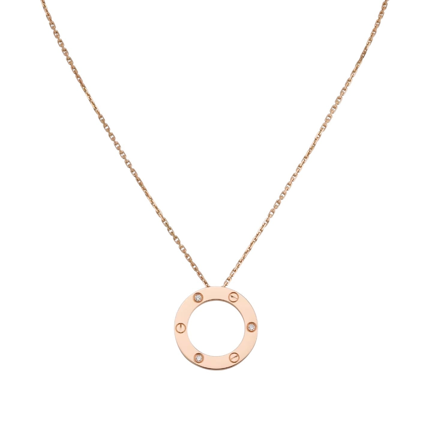 [Azure Tears]LOVE LARGE CIRCULAR PENDANT 3-DIAMOND NECKLACE