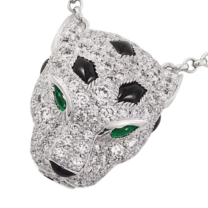 [Azure Tears]LEOPARD HEAD FULL PAVÉ DIAMOND PENDANT NECKLACE