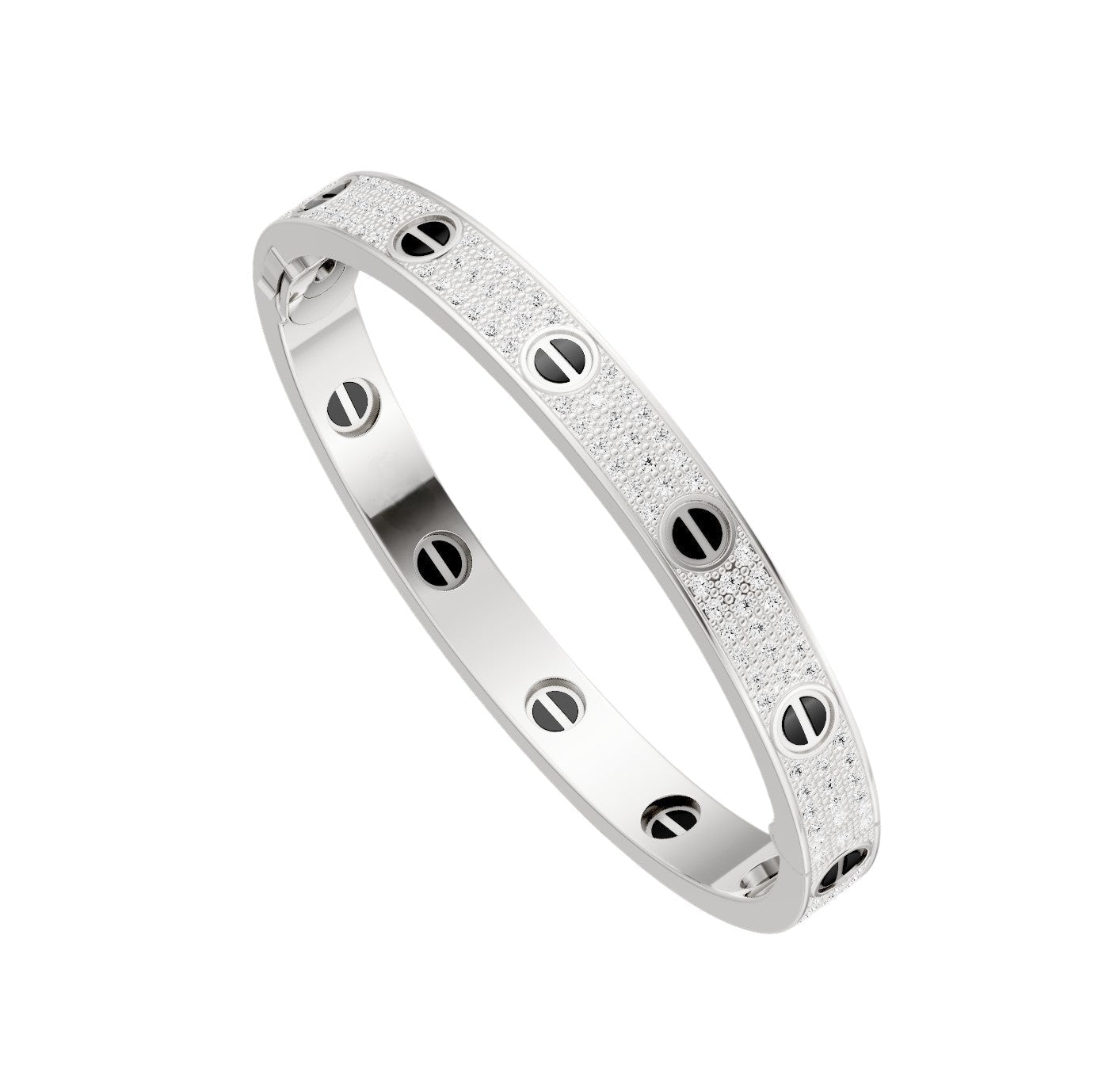 [Azure Tears]CLASSIC 6.1MM LOVE BANGLE - DIAMOND PAVÉ & BLACK CERAMIC