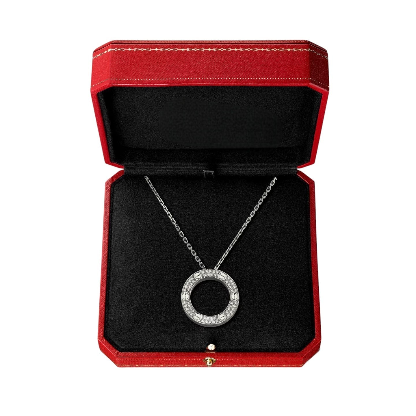 [Azure Tears]LOVE LARGE CIRCULAR PENDANT FULL-PAVÉ DIAMOND NECKLACE