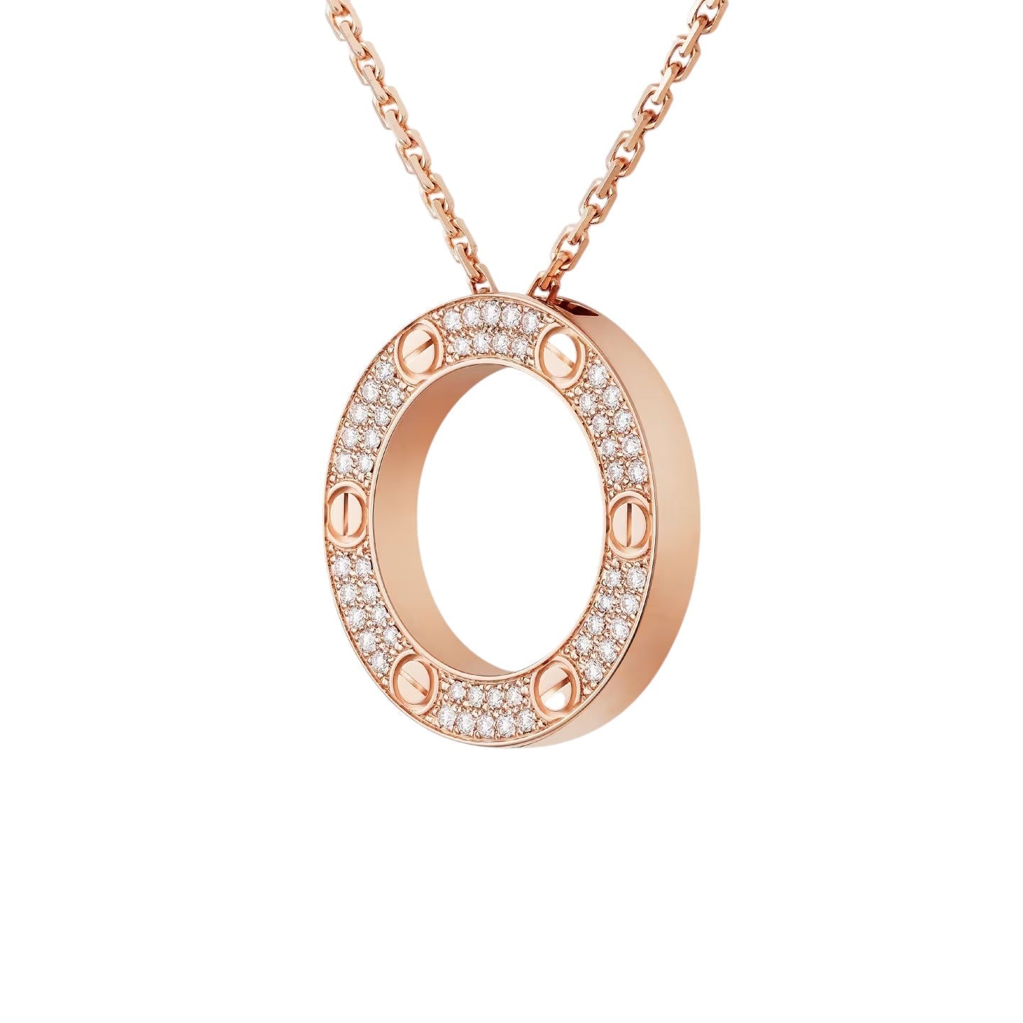 [Azure Tears]LOVE LARGE CIRCULAR PENDANT FULL-PAVÉ DIAMOND NECKLACE