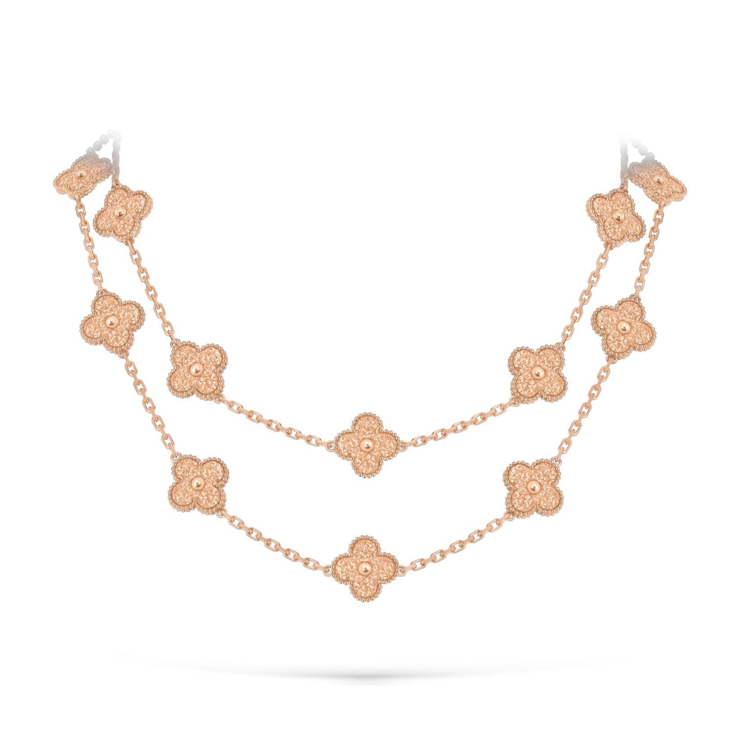 [Azure Tears]CLASSIC 20-MOTIF LUCKY CLOVER LONG NECKLACE ROSE GOLD COLLECTION