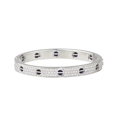 [Azure Tears]CLASSIC 6.1MM LOVE BANGLE - DIAMOND PAVÉ & BLACK CERAMIC