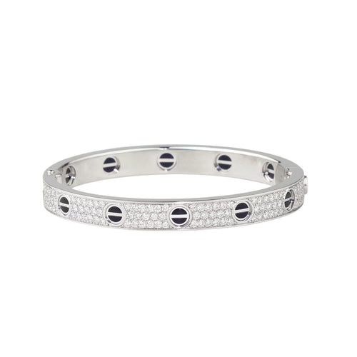 [Azure Tears]CLASSIC 6.1MM LOVE BANGLE - DIAMOND PAVÉ & BLACK CERAMIC
