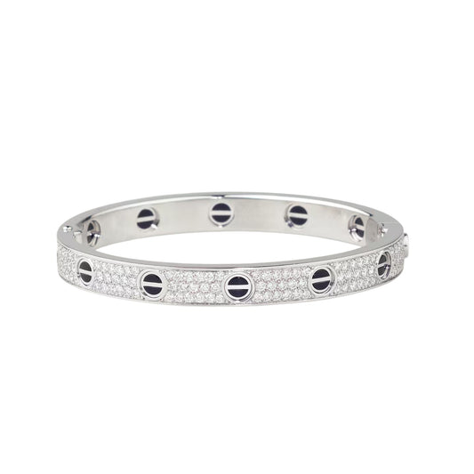 [Azure Tears]CLASSIC 6.1MM LOVE BANGLE - DIAMOND PAVÉ & BLACK CERAMIC