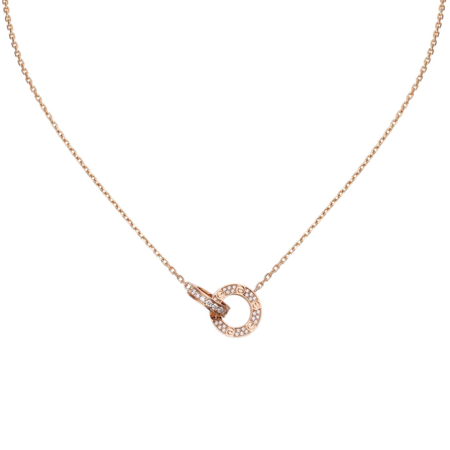 [Azure Tears]LOVE DOUBLE-RING PENDANT FULL-PAVÉ NECKLACE