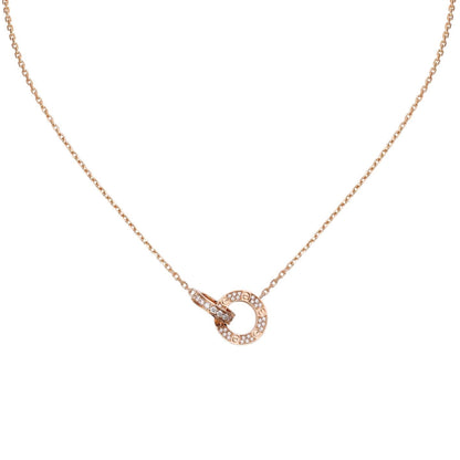 [Azure Tears]LOVE DOUBLE-RING PENDANT FULL-PAVÉ NECKLACE