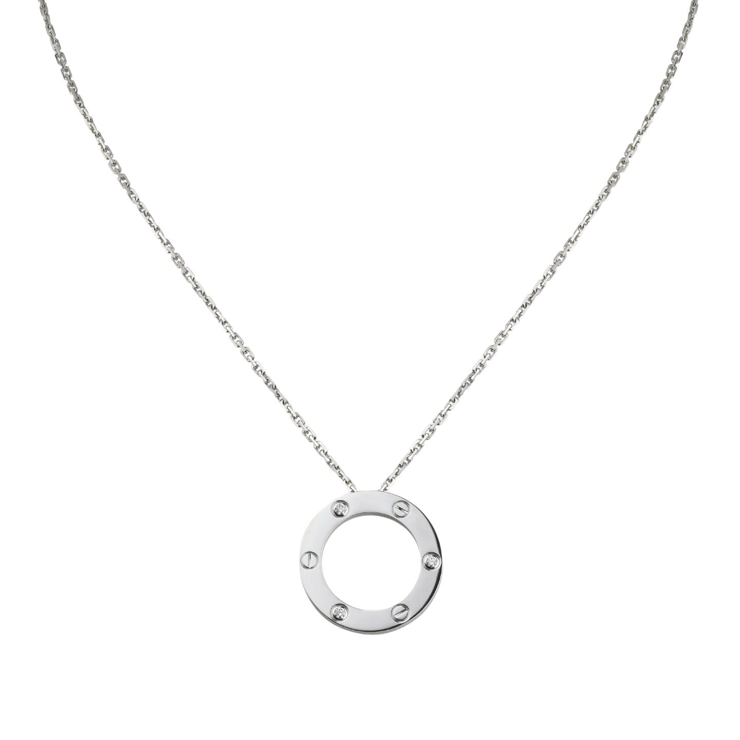 [Azure Tears]LOVE LARGE CIRCULAR PENDANT 3-DIAMOND NECKLACE