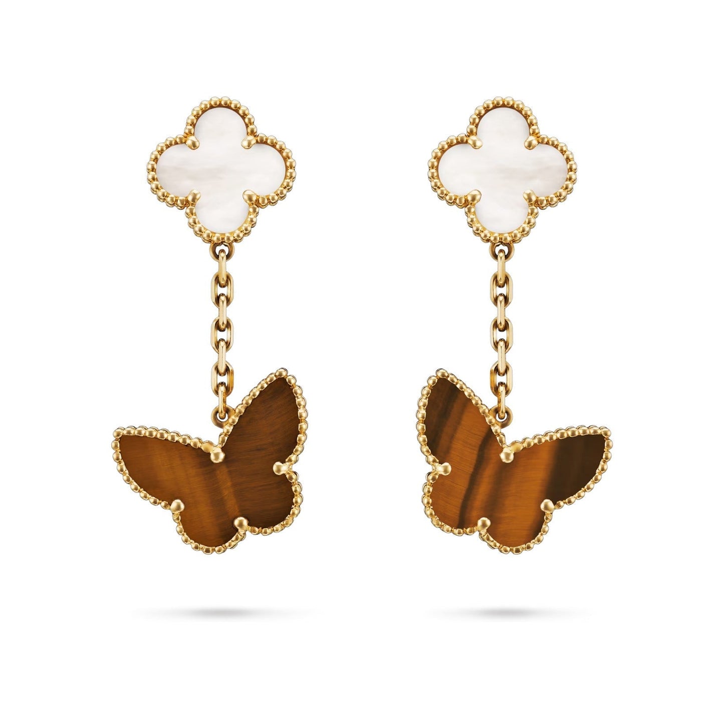 [Azure Tears]CLOVER DUAL-MOTIF STATEMENT STUD EARRINGS - DOUBLE-CHARM COLLECTION