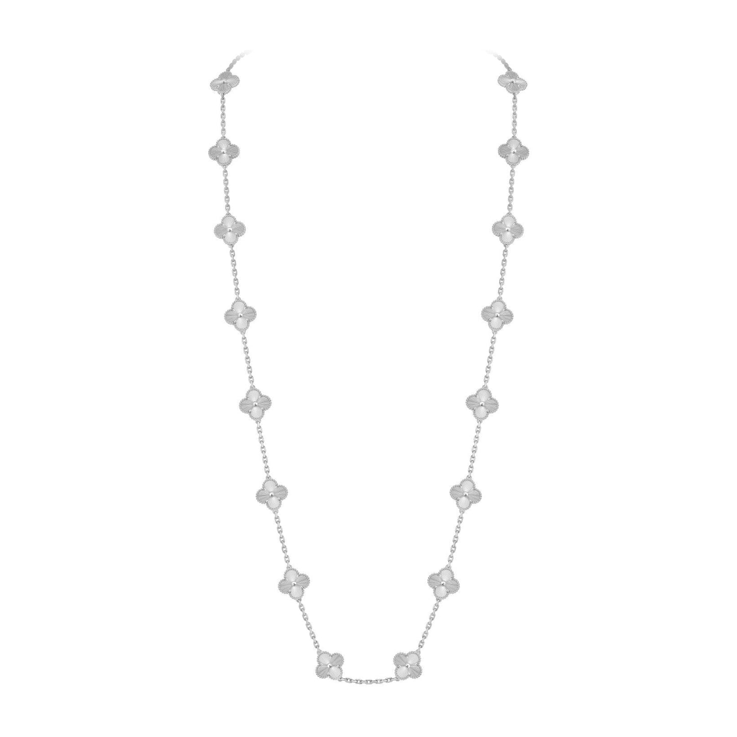 [Azure Tears]CLASSIC 20-MOTIF LUCKY CLOVER LONG NECKLACE WHITE GOLD COLLECTION