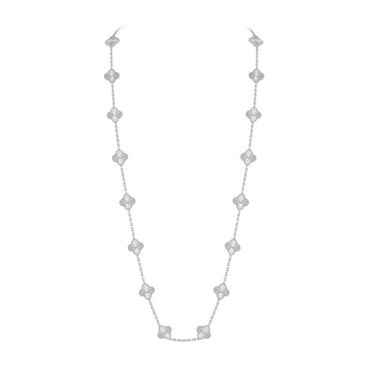 [Azure Tears]CLASSIC 20-MOTIF LUCKY CLOVER LONG NECKLACE WHITE GOLD COLLECTION