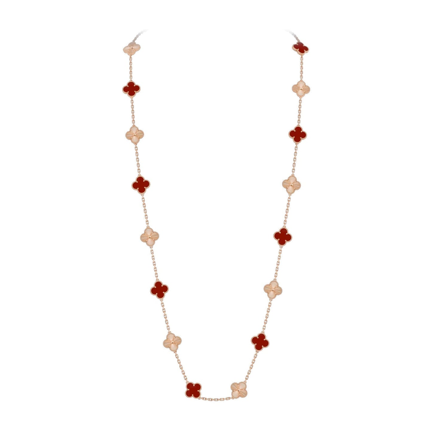[Azure Tears]CLASSIC 20-MOTIF LUCKY CLOVER LONG NECKLACE ROSE GOLD COLLECTION