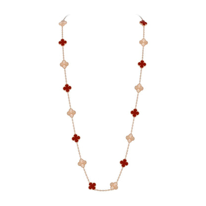 [Azure Tears]CLASSIC 20-MOTIF LUCKY CLOVER LONG NECKLACE ROSE GOLD COLLECTION