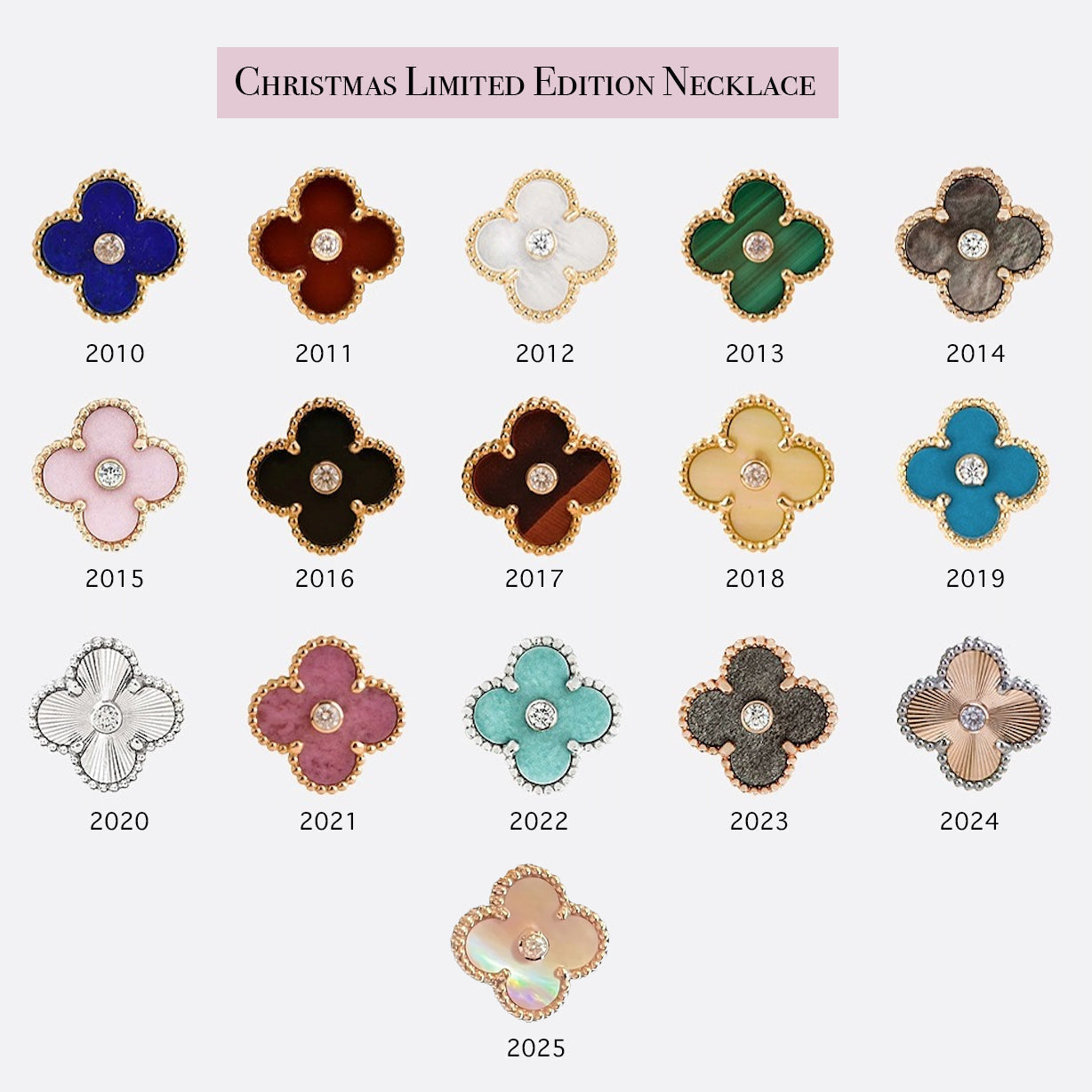 [Azure Tears]LIMITED EDITION CHRISTMAS CLOVER FLOWER NECKLACE - 15MM ANNUAL COLLECTIBLE PENDANT