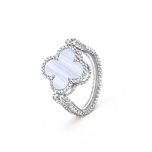 [Azure Tears]LUCKY CLOVER WHITE GOLD REVERSIBLE RING