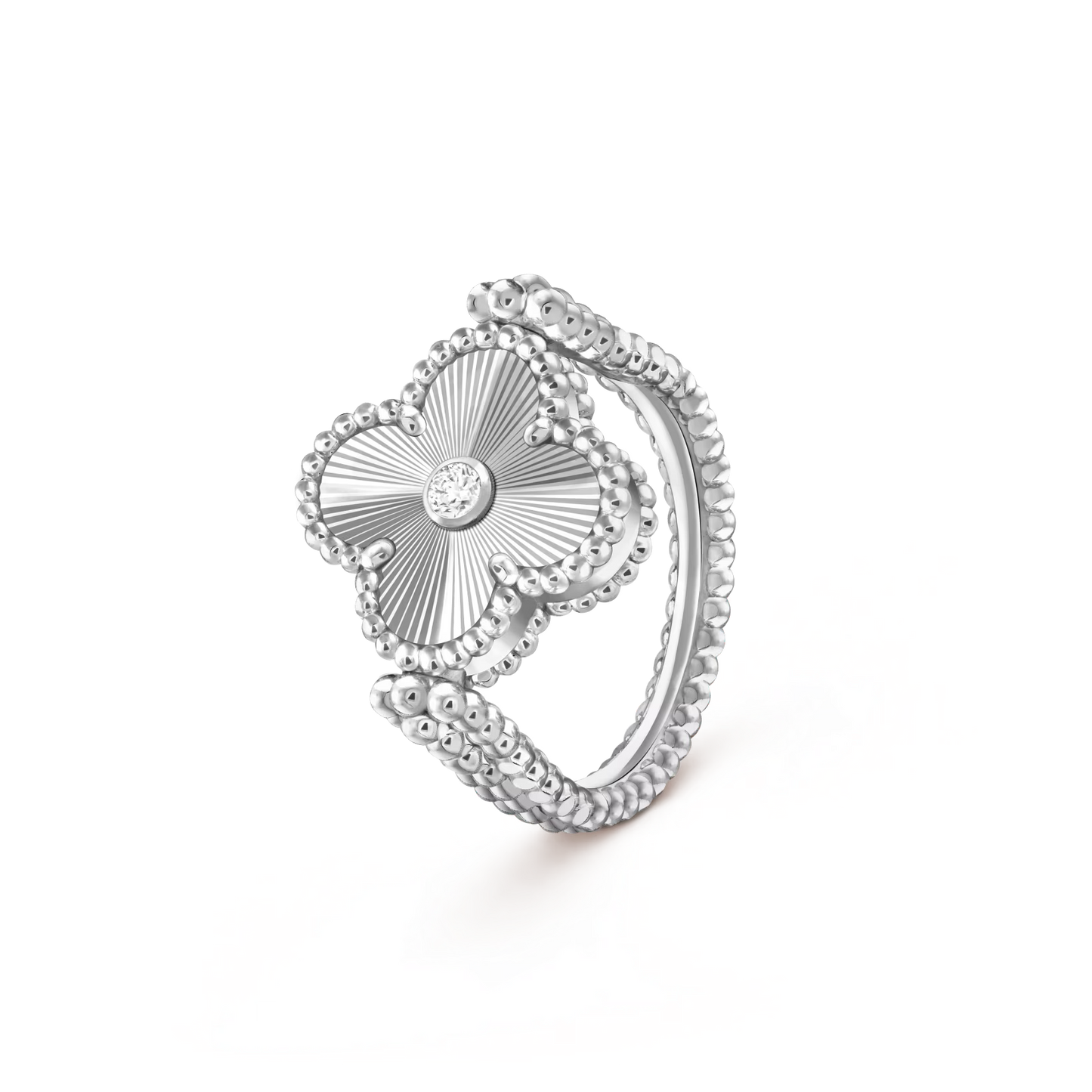 [Azure Tears]LUCKY CLOVER WHITE GOLD REVERSIBLE RING