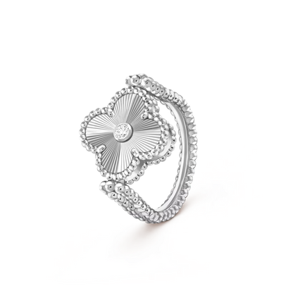 [Azure Tears]LUCKY CLOVER WHITE GOLD REVERSIBLE RING