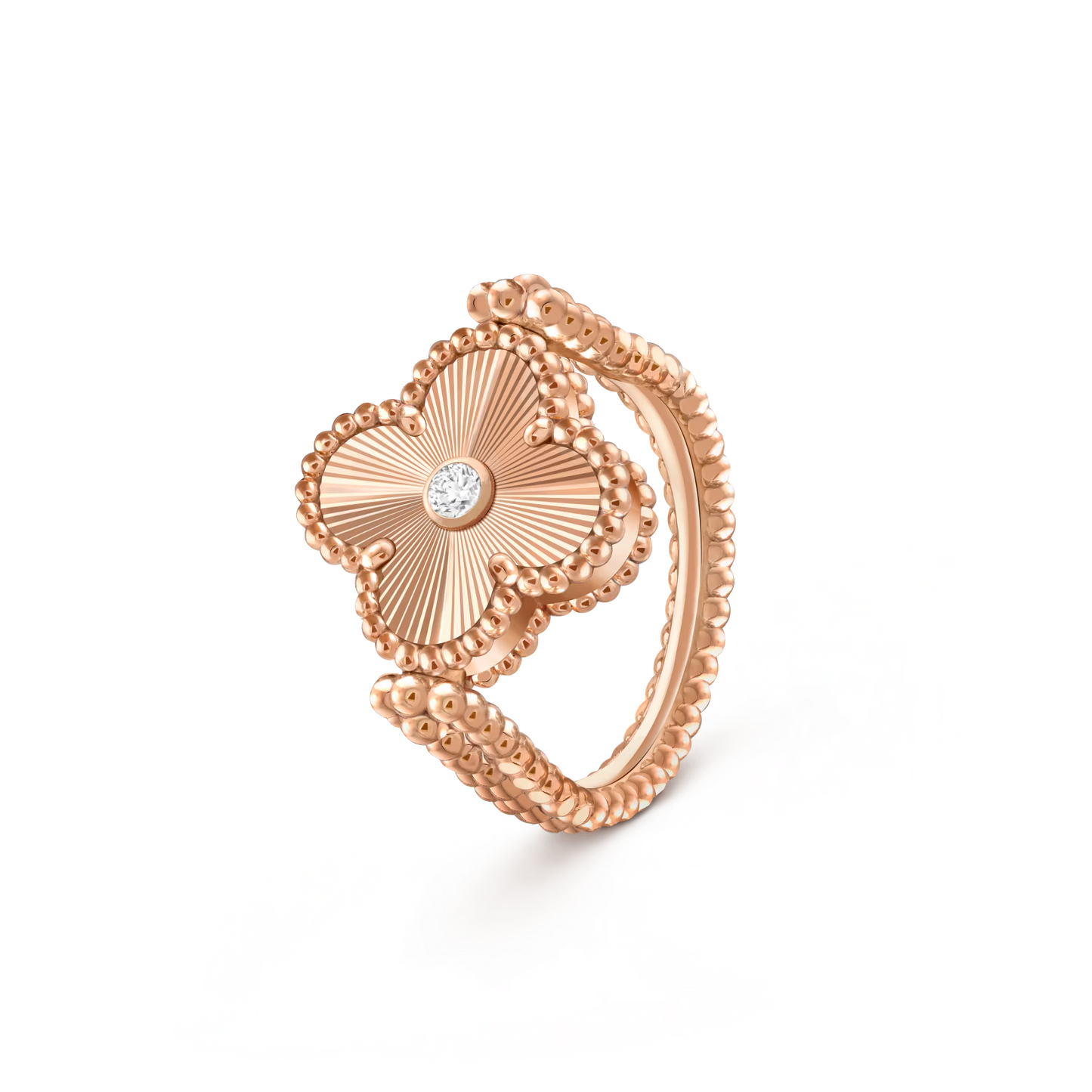 [Azure Tears]LUCKY CLOVER ROSE GOLD REVERSIBLE RING