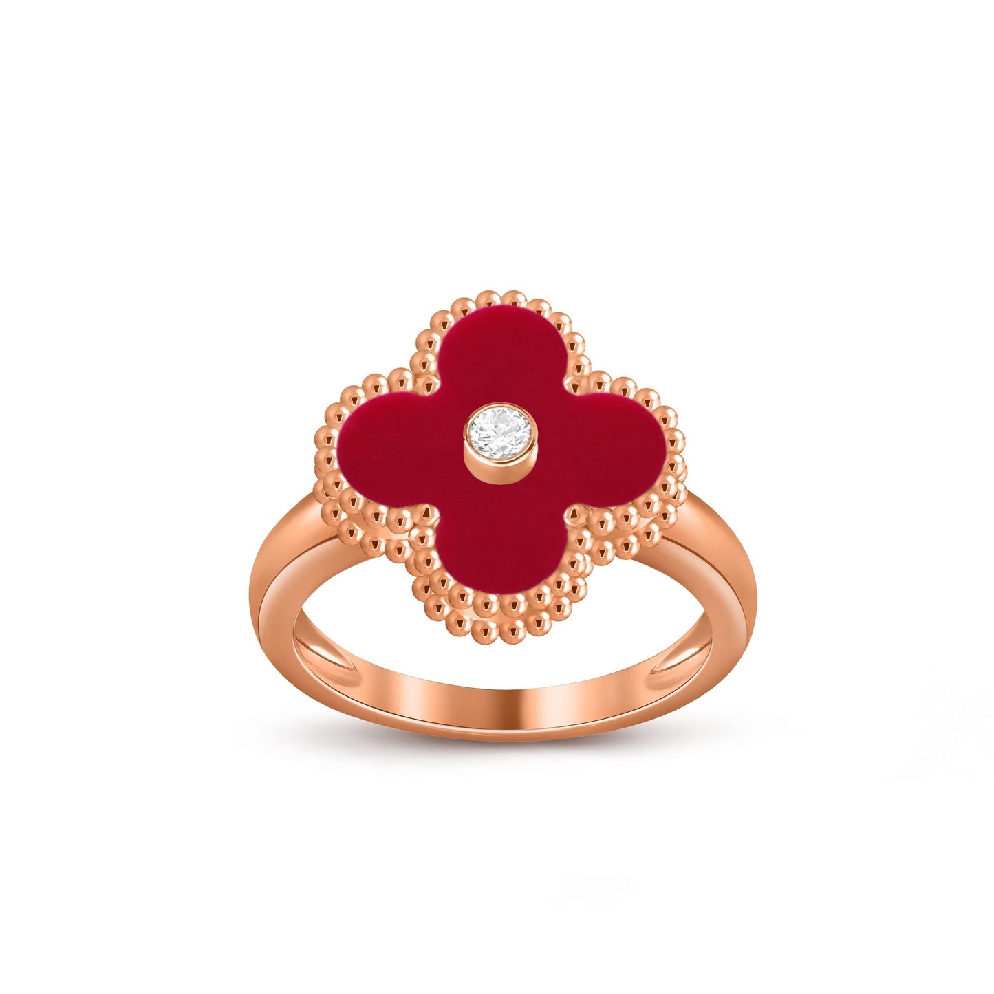 [Azure Tears]LUCKY CLOVER DIAMOND-ACCENT ROSE GOLD RING COLLECTION