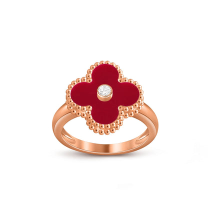 [Azure Tears]LUCKY CLOVER DIAMOND-ACCENT ROSE GOLD RING COLLECTION