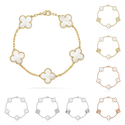 [Azure Tears]LUCKY CLOVER 5-MOTIF BRACELET - WHITE MOTHER-OF-PEARL COLLECTION
