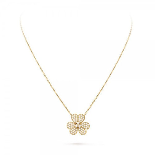 [Azure Tears]PAVÉ DIAMOND FLOWER CHARM NECKLACE