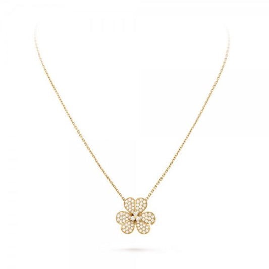[Azure Tears]PAVÉ DIAMOND FLOWER CHARM NECKLACE