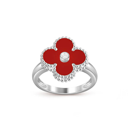 [Azure Tears]LUCKY CLOVER DIAMOND-ACCENT WHITE GOLD RING COLLECTION