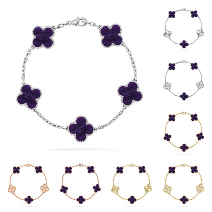 [Azure Tears]LUCKY CLOVER 5-MOTIF BRACELET - CHAROITE COLLECTION