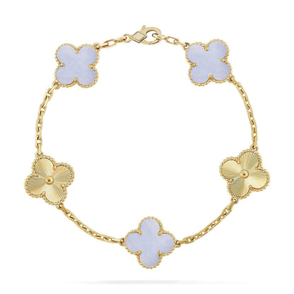[Azure Tears]LUCKY CLOVER 5-MOTIF BRACELET - PURPLE CHALCEDONY COLLECTION