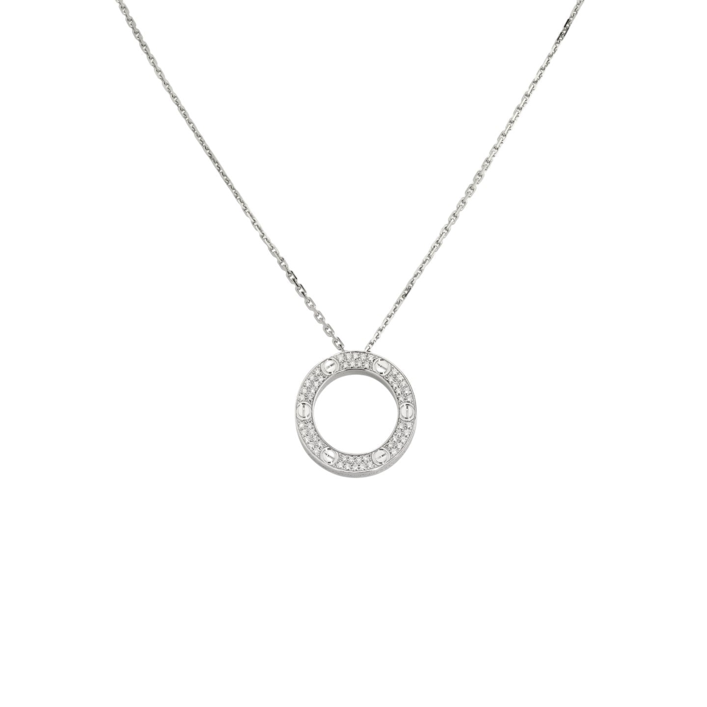 [Azure Tears]LOVE LARGE CIRCULAR PENDANT FULL-PAVÉ DIAMOND NECKLACE