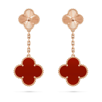 [Azure Tears]CLOVER DUAL-MOTIF STATEMENT STUD EARRINGS - DOUBLE-CHARM COLLECTION