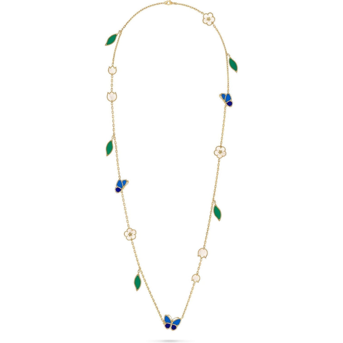 [Azure Tears]LUCKY SPRING BUTTERFLY & FLOWER STATEMENT NECKLACE - 15-MOTIF FLORAL DESIGN