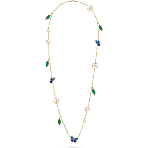 [Azure Tears]LUCKY SPRING BUTTERFLY & FLOWER STATEMENT NECKLACE - 15-MOTIF FLORAL DESIGN
