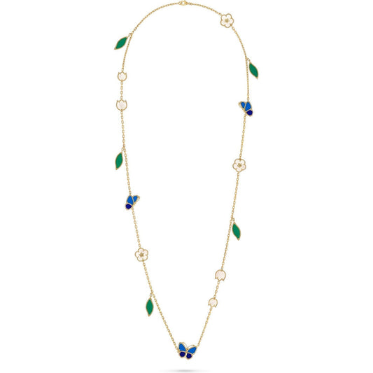 [Azure Tears]LUCKY SPRING BUTTERFLY & FLOWER STATEMENT NECKLACE - 15-MOTIF FLORAL DESIGN