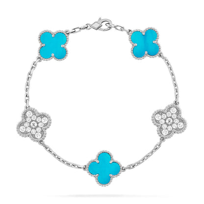 [Azure Tears]LUCKY CLOVER 5-MOTIF BRACELET - TURQUOISE COLLECTION