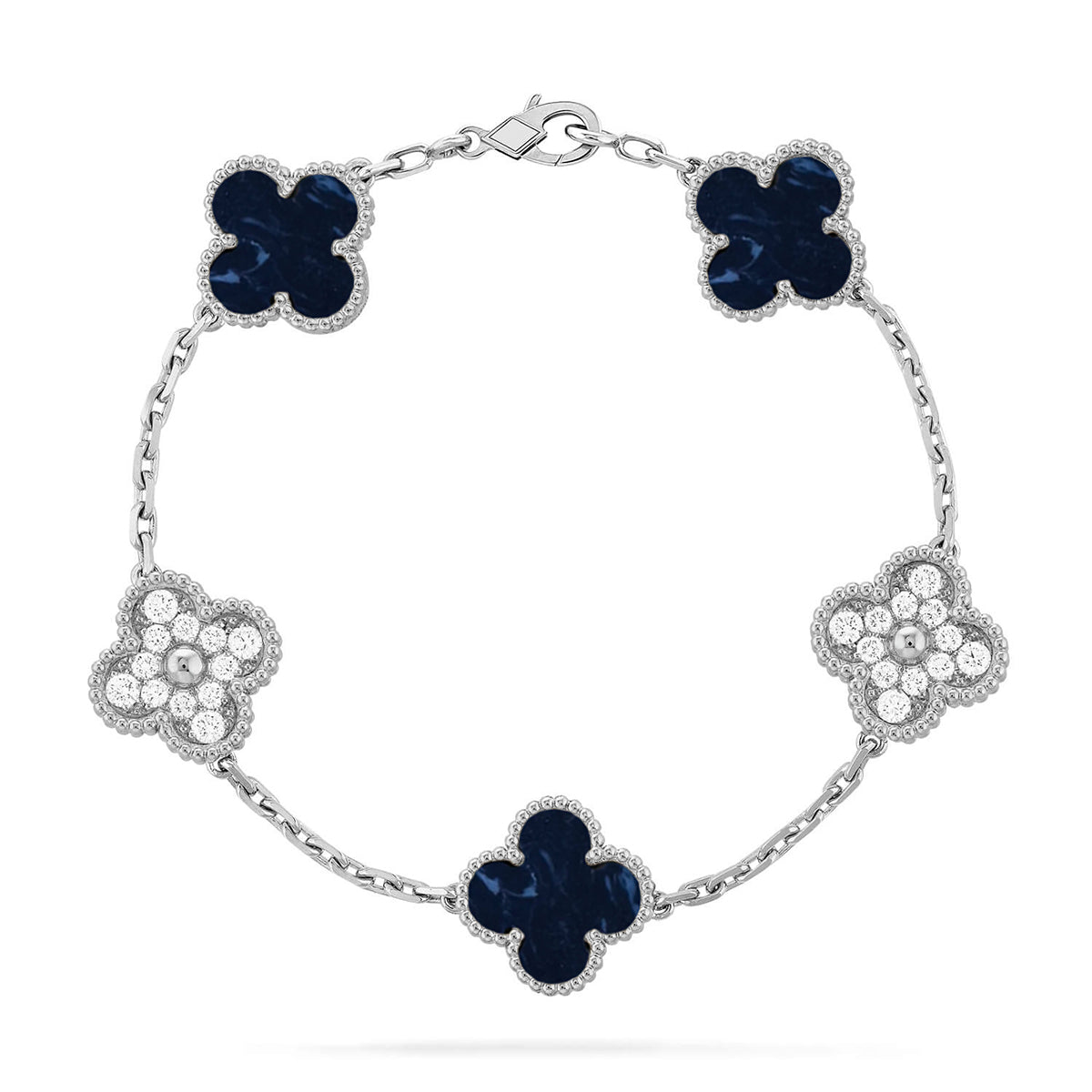 [Azure Tears]LUCKY CLOVER 5-MOTIF BRACELET - PIETERSITE COLLECTION