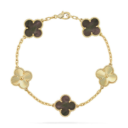 [Azure Tears]LUCKY CLOVER 5-MOTIF BRACELET - GREY MOTHER-OF-PEARL COLLECTION