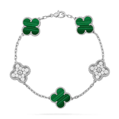 [Azure Tears]LUCKY CLOVER 5-MOTIF BRACELET - MALACHITE COLLECTION
