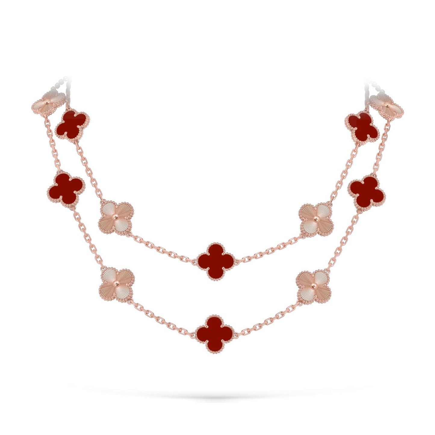 [Azure Tears]CLASSIC 20-MOTIF LUCKY CLOVER LONG NECKLACE ROSE GOLD COLLECTION