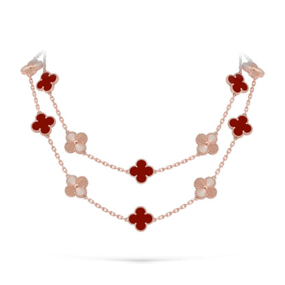 [Azure Tears]CLASSIC 20-MOTIF LUCKY CLOVER LONG NECKLACE ROSE GOLD COLLECTION