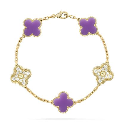 [Azure Tears]LUCKY CLOVER 5-MOTIF BRACELET - LAVENDER COLLECTION