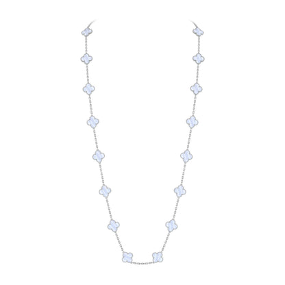 [Azure Tears]CLASSIC 20-MOTIF LUCKY CLOVER LONG NECKLACE WHITE GOLD COLLECTION