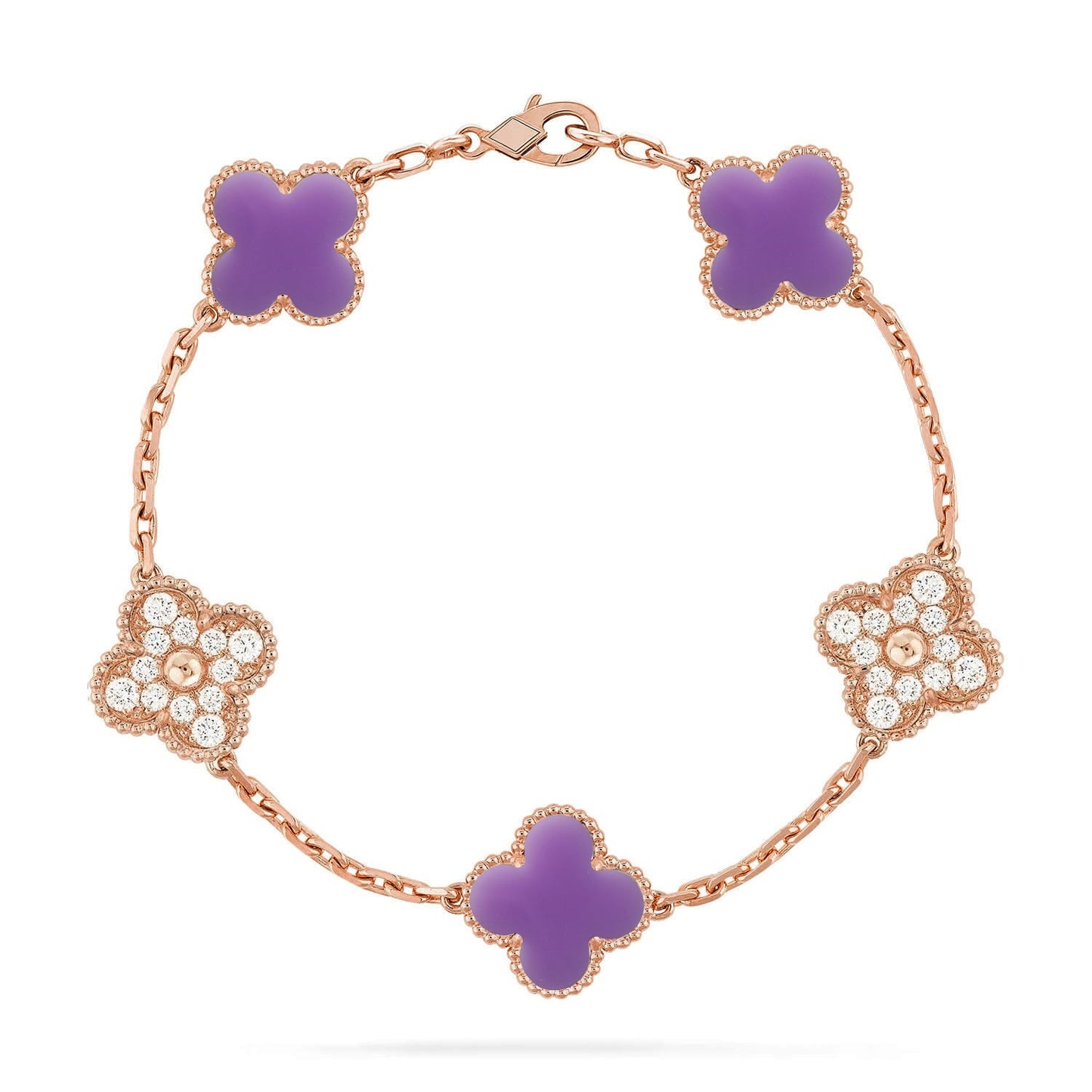 [Azure Tears]LUCKY CLOVER 5-MOTIF BRACELET - LAVENDER COLLECTION