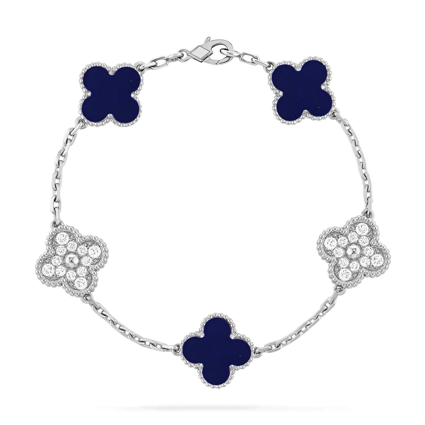 [Azure Tears]LUCKY CLOVER 5-MOTIF BRACELET - LAPIS LAZULI COLLECTION