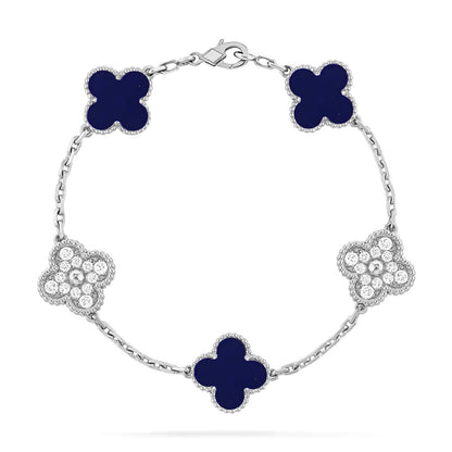 [Azure Tears]LUCKY CLOVER 5-MOTIF BRACELET - LAPIS LAZULI COLLECTION