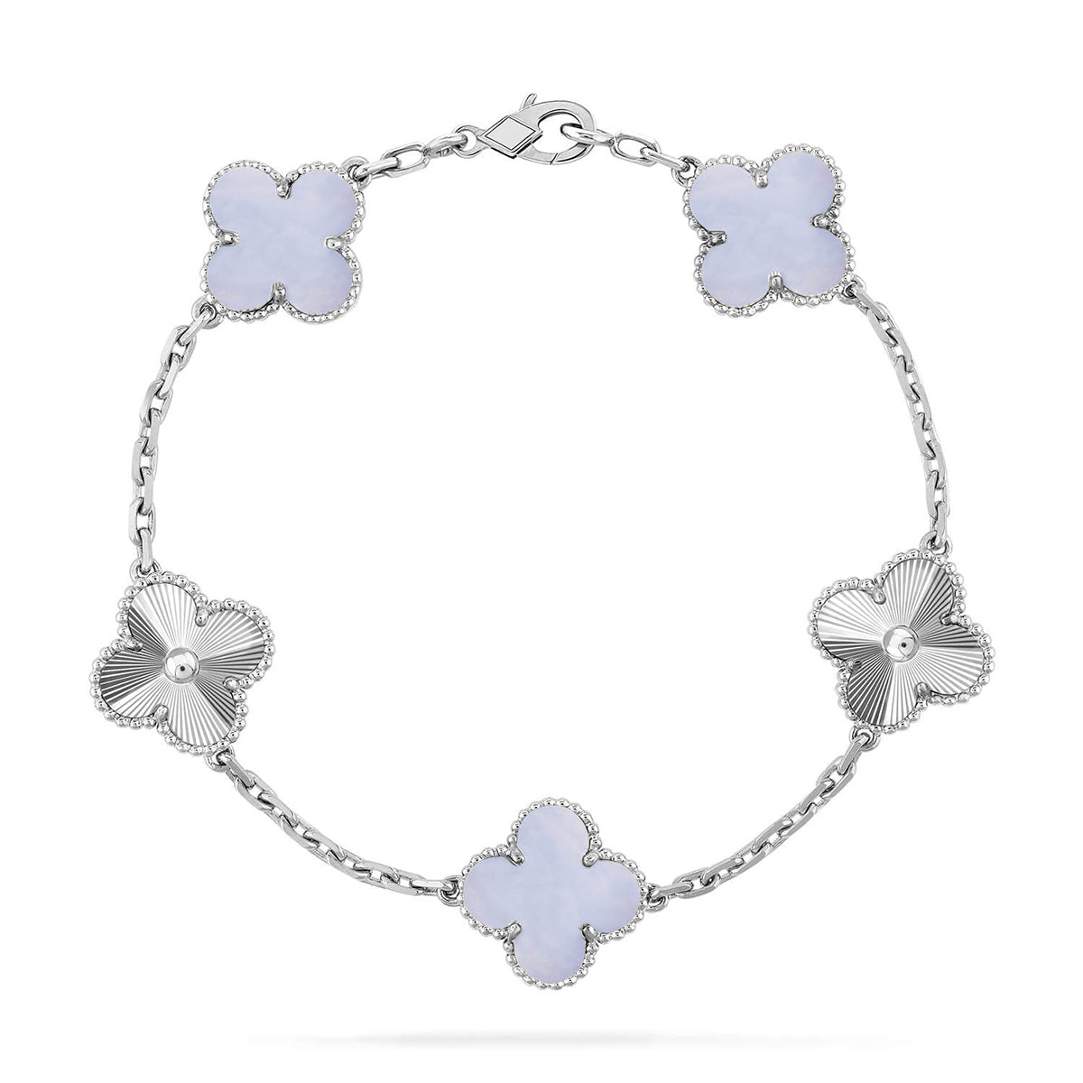 [Azure Tears]LUCKY CLOVER 5-MOTIF BRACELET - PURPLE CHALCEDONY COLLECTION